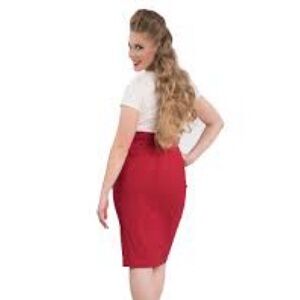 Steady Clothing red stretchy pencil skirt.